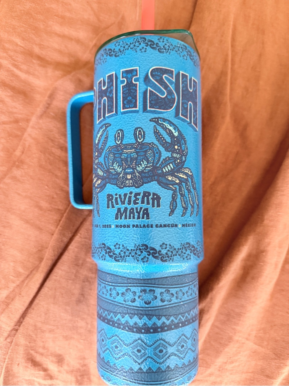 Phish 2024 Riviera Maya Blur Crab Travel Tumbler with Handle and Straw
